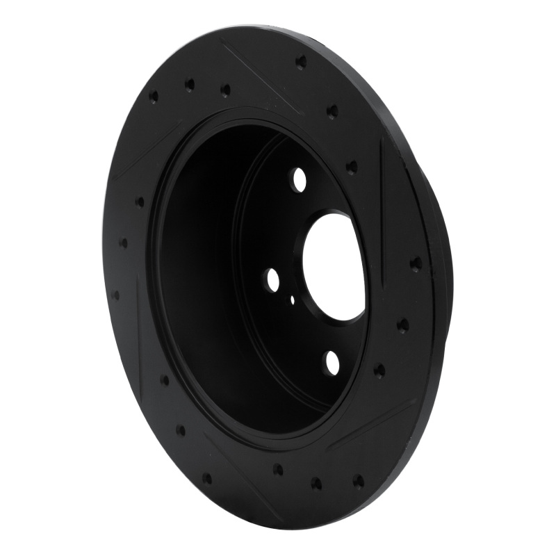 Lexus ES300H Brake Rotor (1) - Rear Left - R1 Concepts - Drilled & Slotted - Black - `12-`18